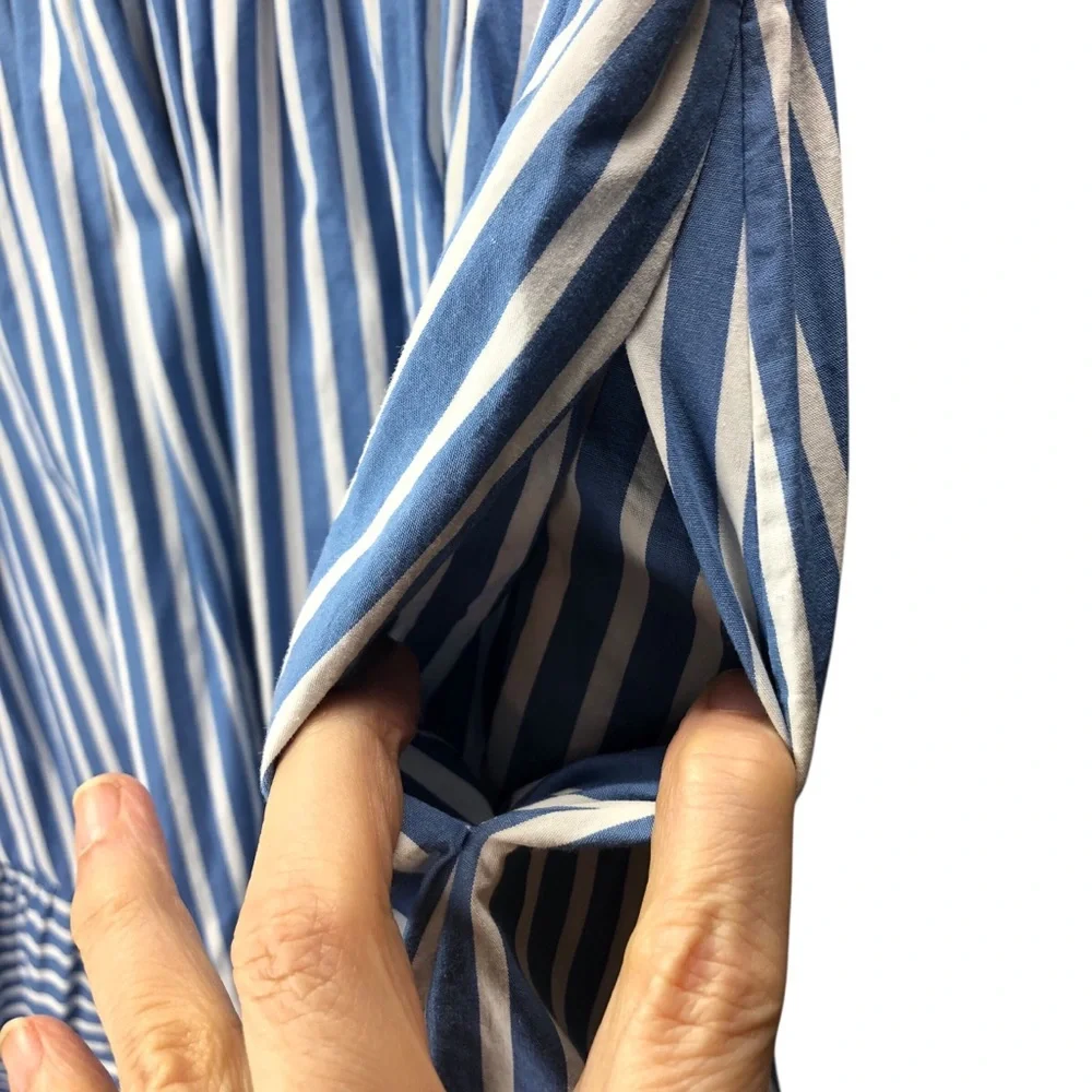 Kate Spade Striped Cotton Skirt Sz S Full Midi Ruffled Hem Coastal Summer Preppy - Picture 4 of 10
